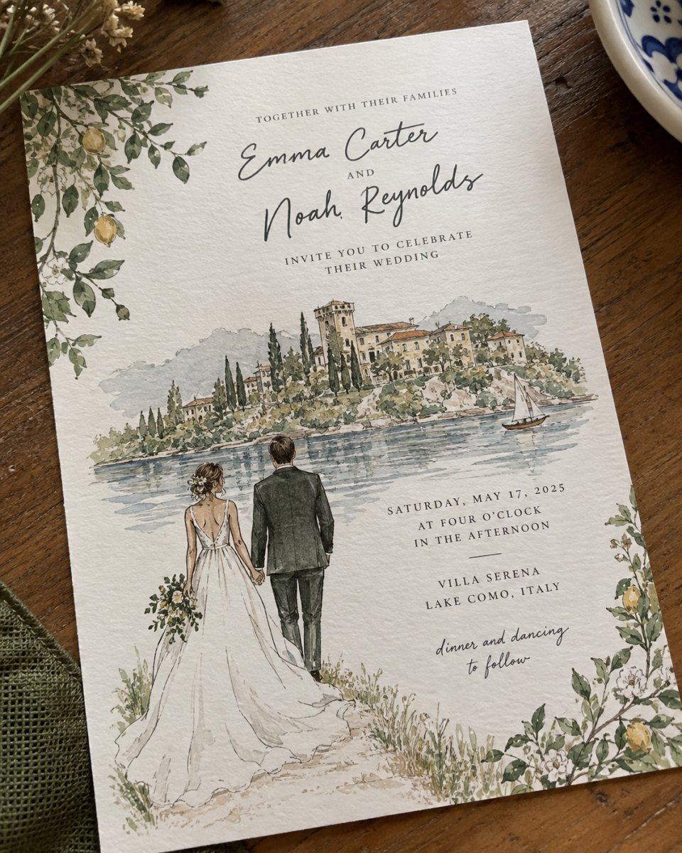 Rustic modern wedding invitation