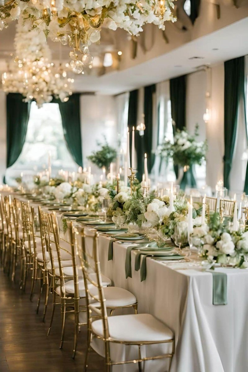 Sage green gold wedding decorations