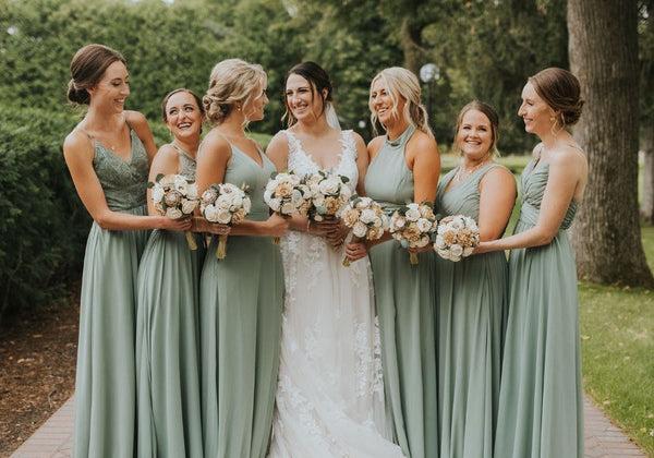 Sage green bridesmaid dresses wedding party