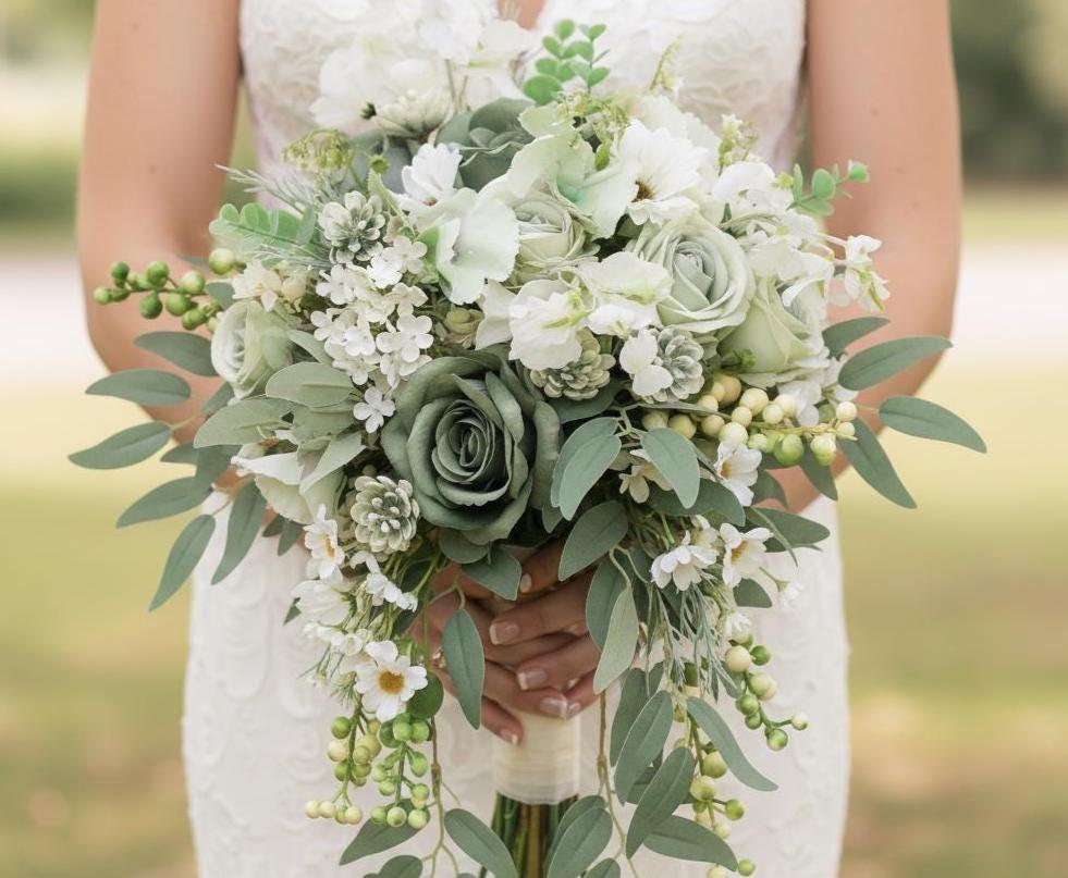 Sage green wedding floral bouquet