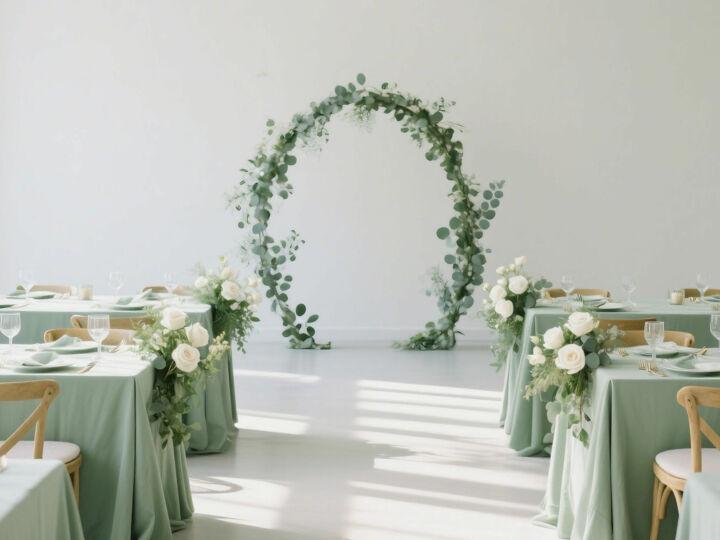 Modern sage green minimalist wedding decor