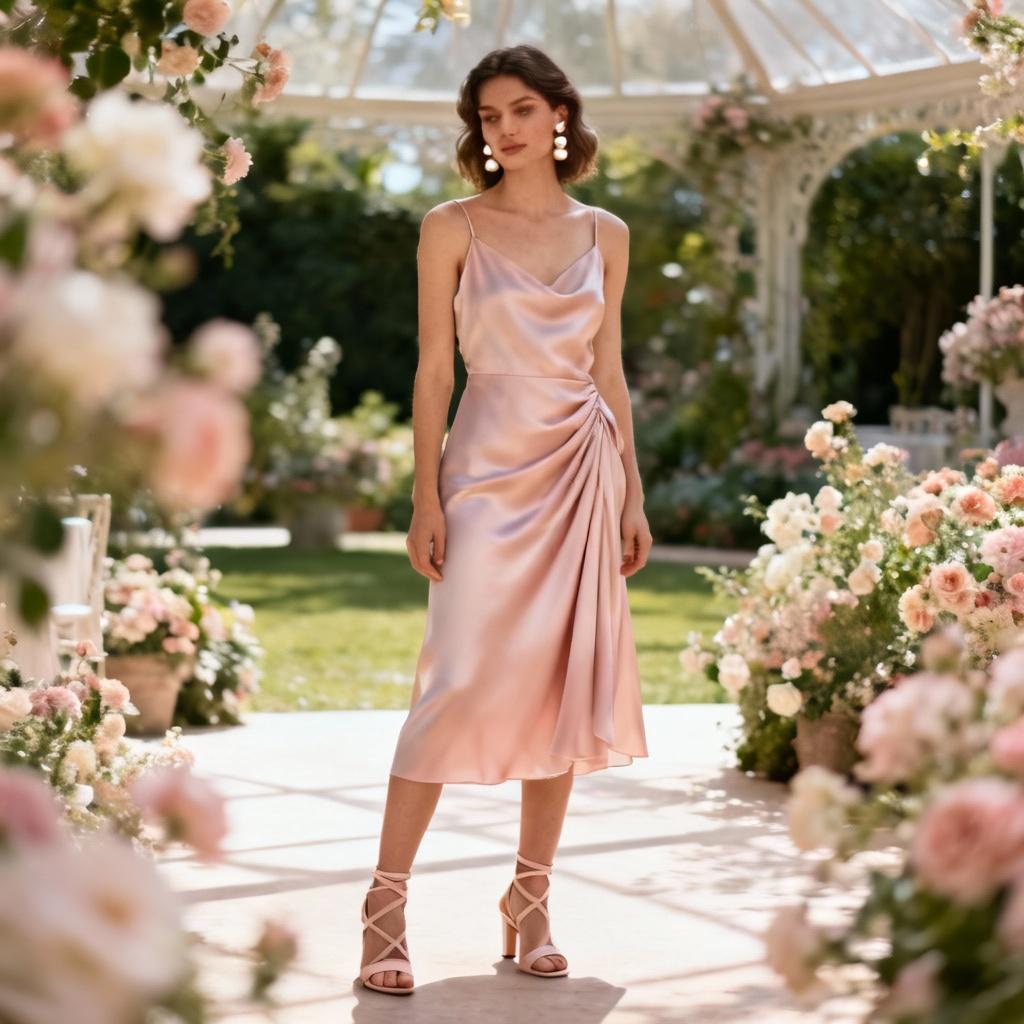 Satin spring wedding guest dress