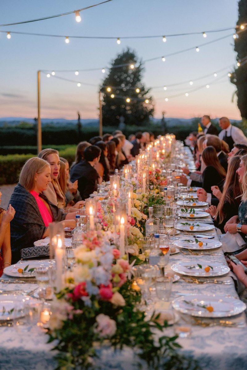 Scenic wedding welcome dinner table