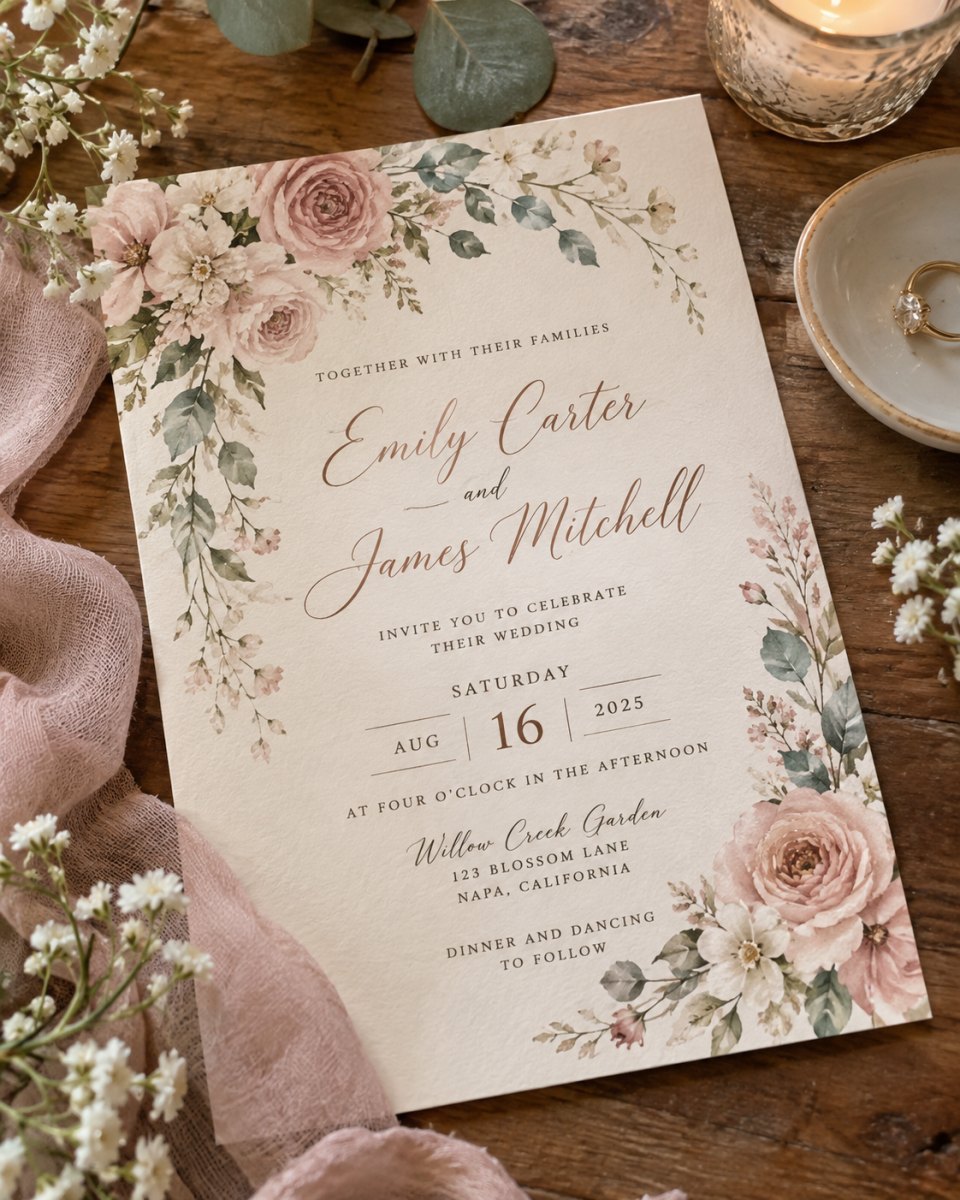 Soft pastel wedding invitation