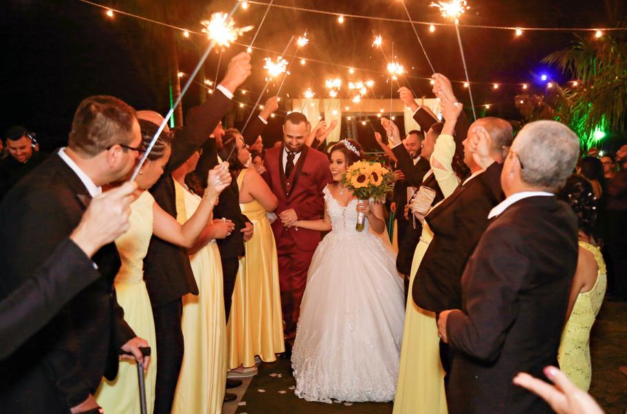 Wedding sparkler exit celebration