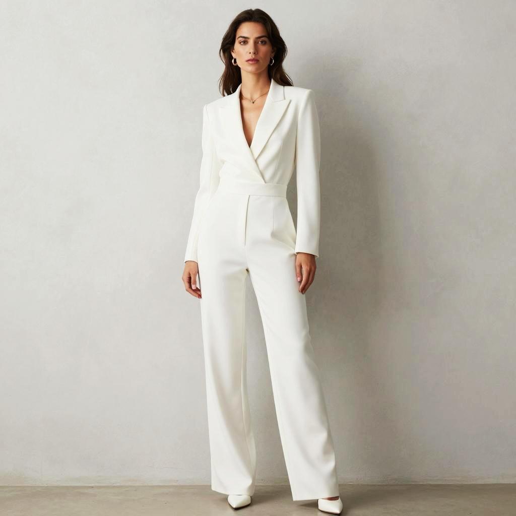Tailored white wedding jumpsuit