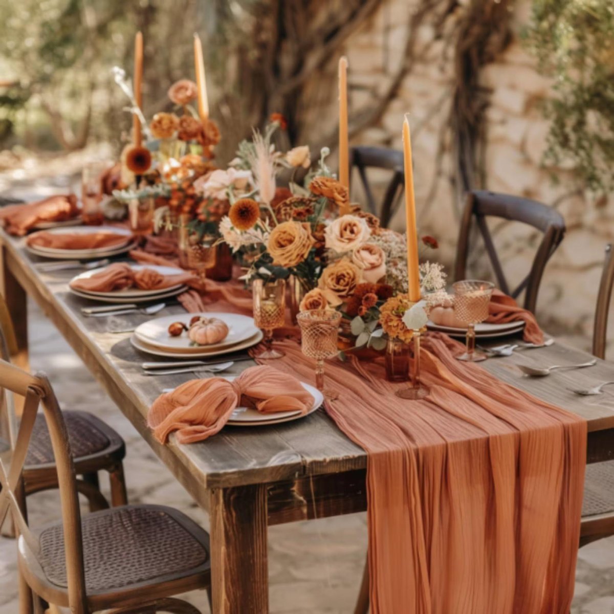 Terracotta orange autumn wedding decor
