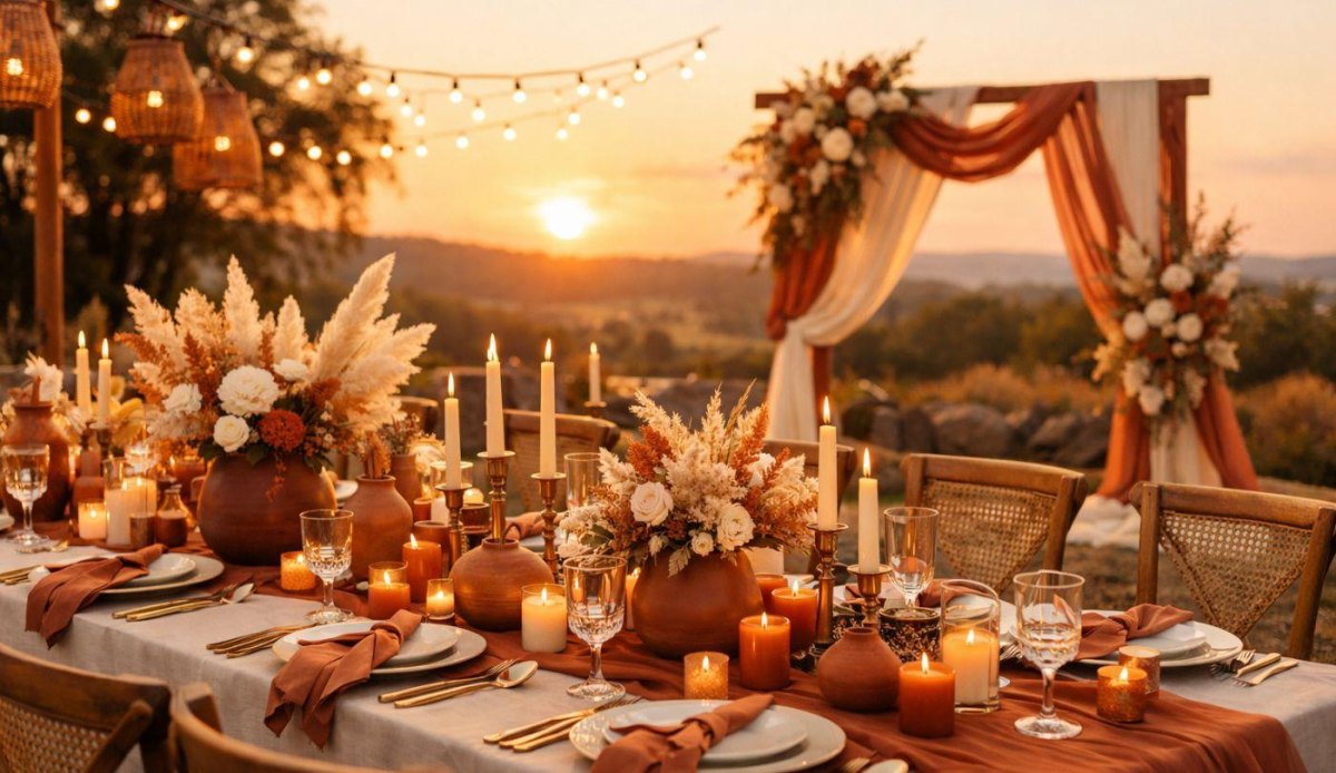 terracotta beige wedding decor