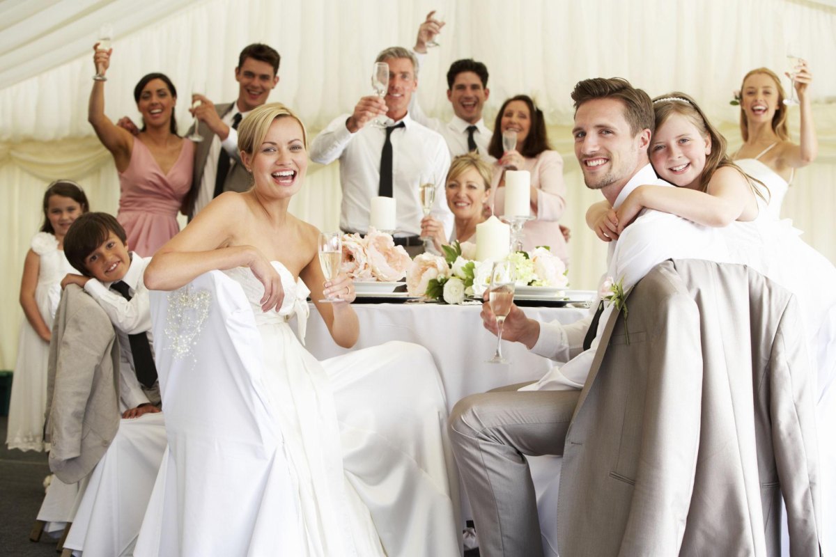 Wedding families celebrating together