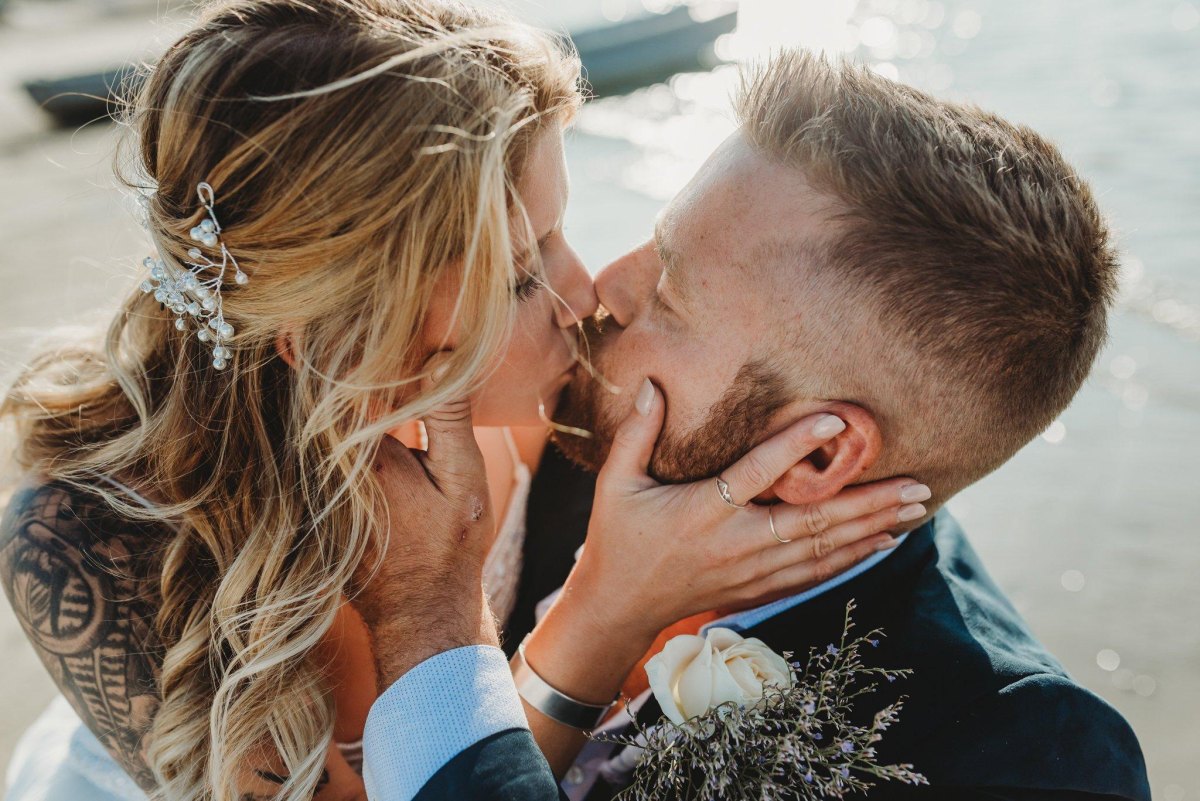 Couple walking together after elopement ceremony