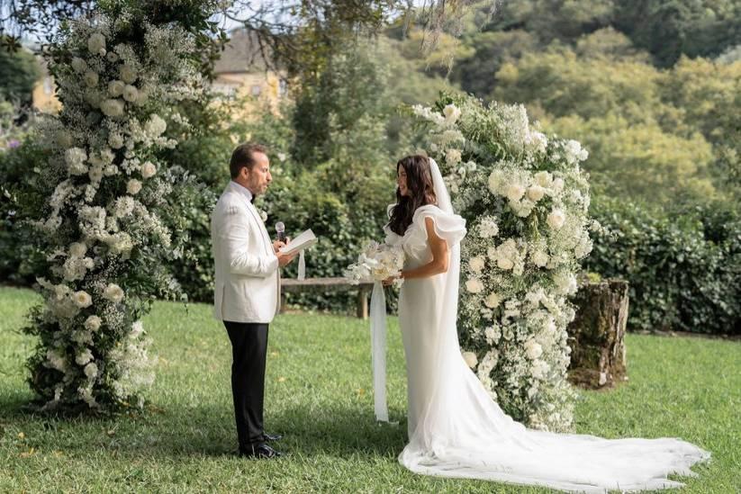 Couple reflecting on a meaningful wedding reading together