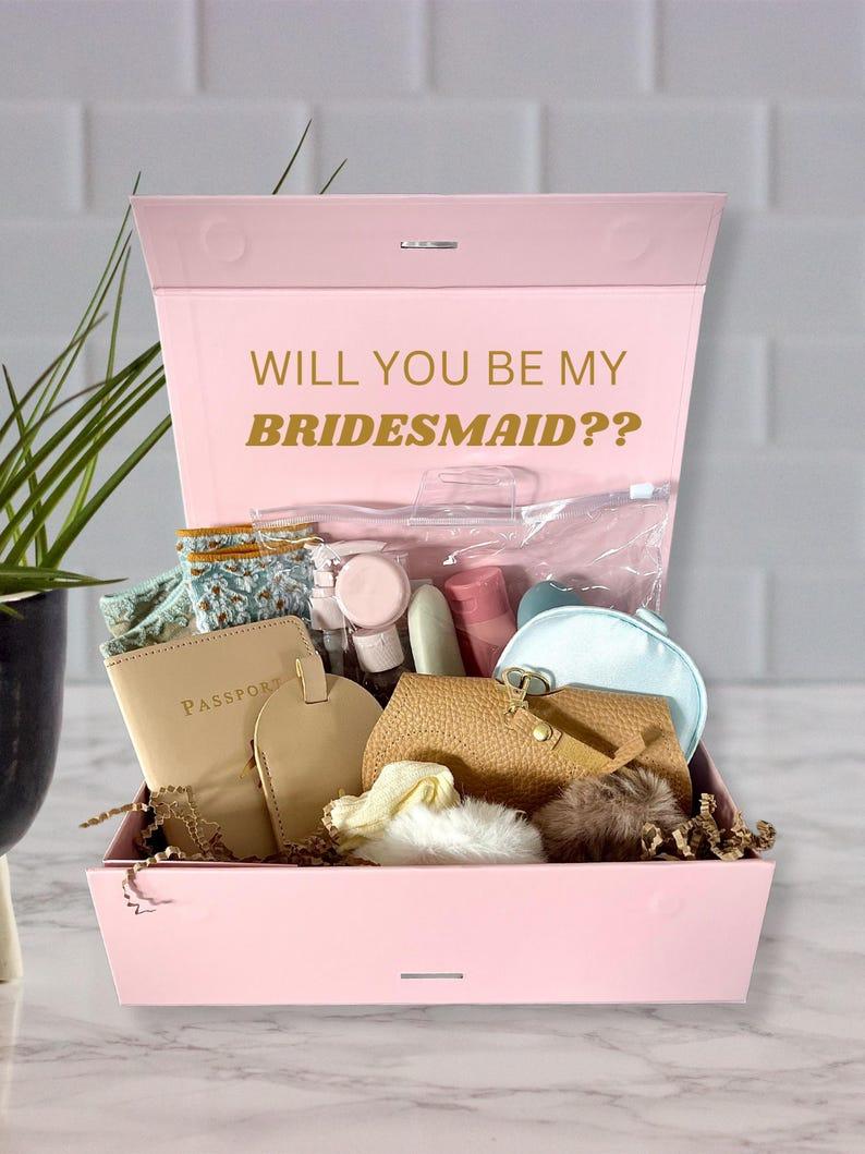 Travel themed bridesmaid gift box