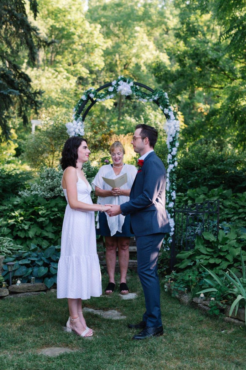 Tree lined secret garden wedding vows
