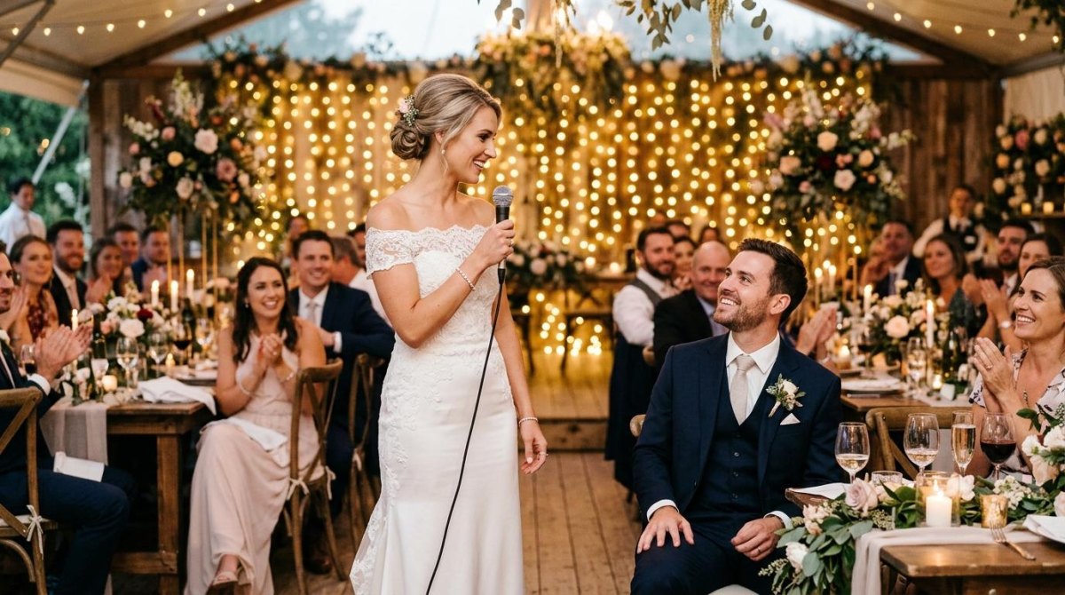 Unique wedding speech performance