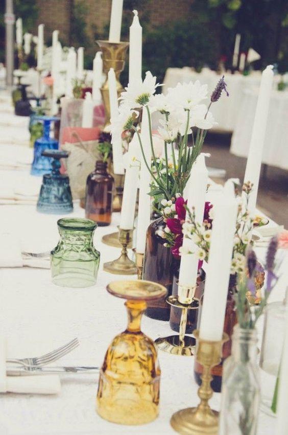 Thrifted vintage wedding table decor
