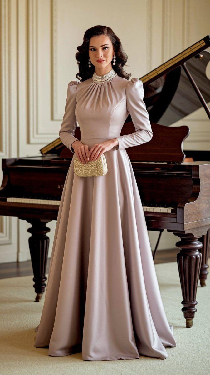 Vintage inspired evening wedding guest gown elegance