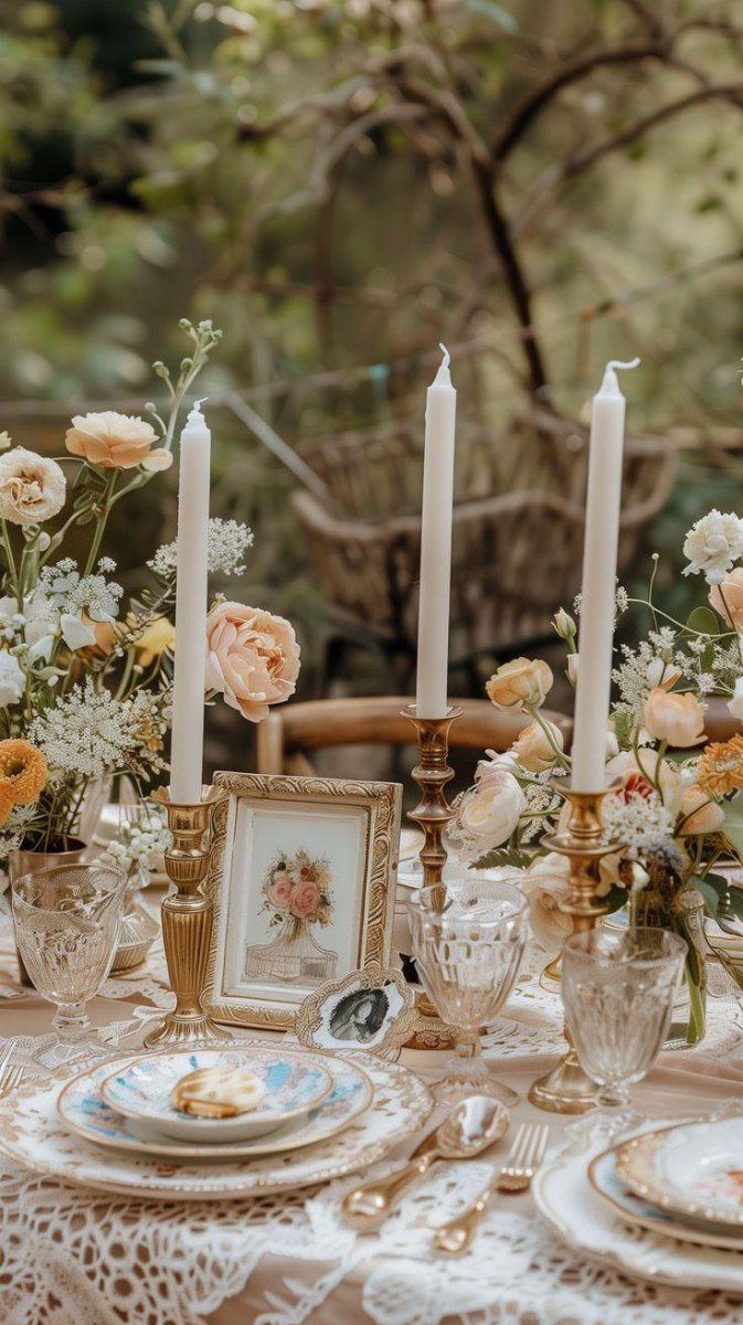 Vintage inspired micro wedding table decor