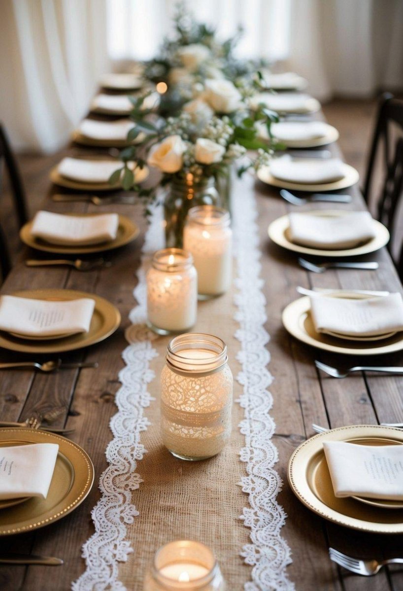 Vintage rustic wedding table setting