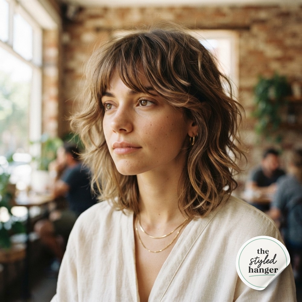 Curly bob volume haircut for thin hair with loose curls framing the face for built-in lift