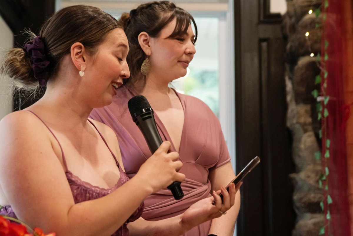 Sibling giving wedding reception speech