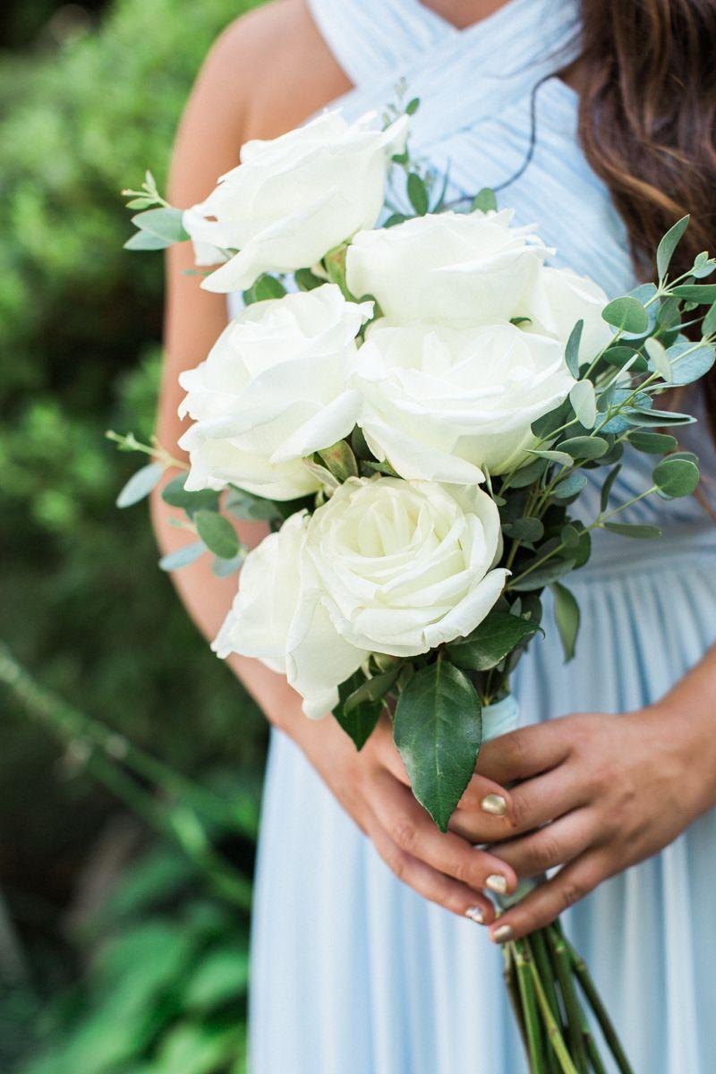 White rose greenery bridesmaid bouquet