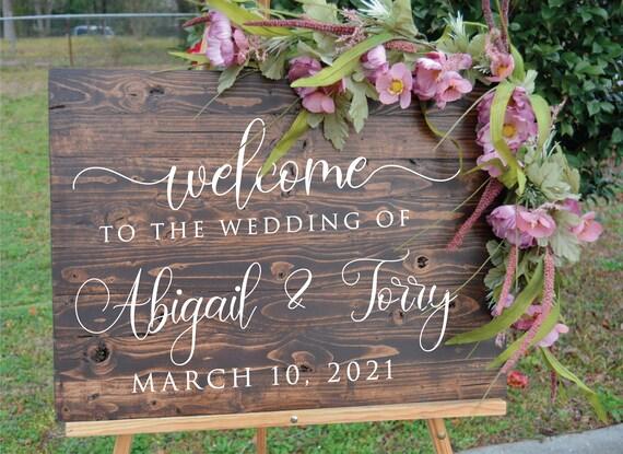 Wood wedding signs with calligraphy